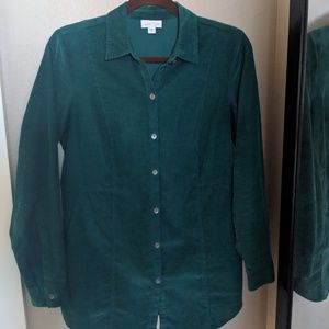 Corduroy Button up Tunic in Jade